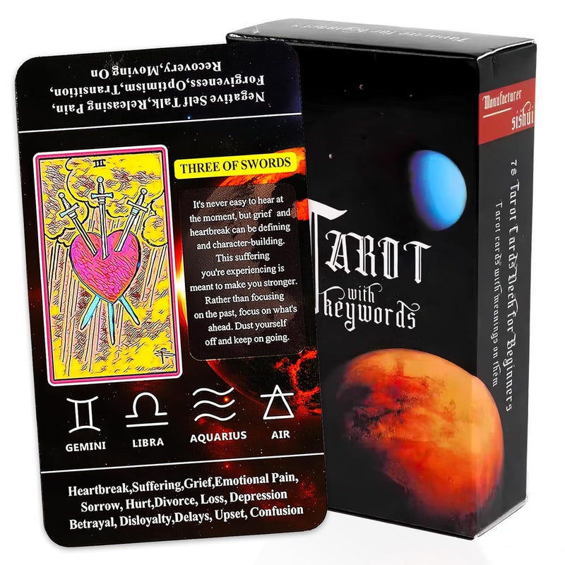 CoolShef 78 قطعة مجموعة بطاقات التاروت الأصلية - بطاقات تاروت كلاسيكية مع معاني للمبتدئين والمحترفين - بطاقات أوراق غامضة للقراءة الروحية، والتنجيم، واكتشاف الذات - Image 1