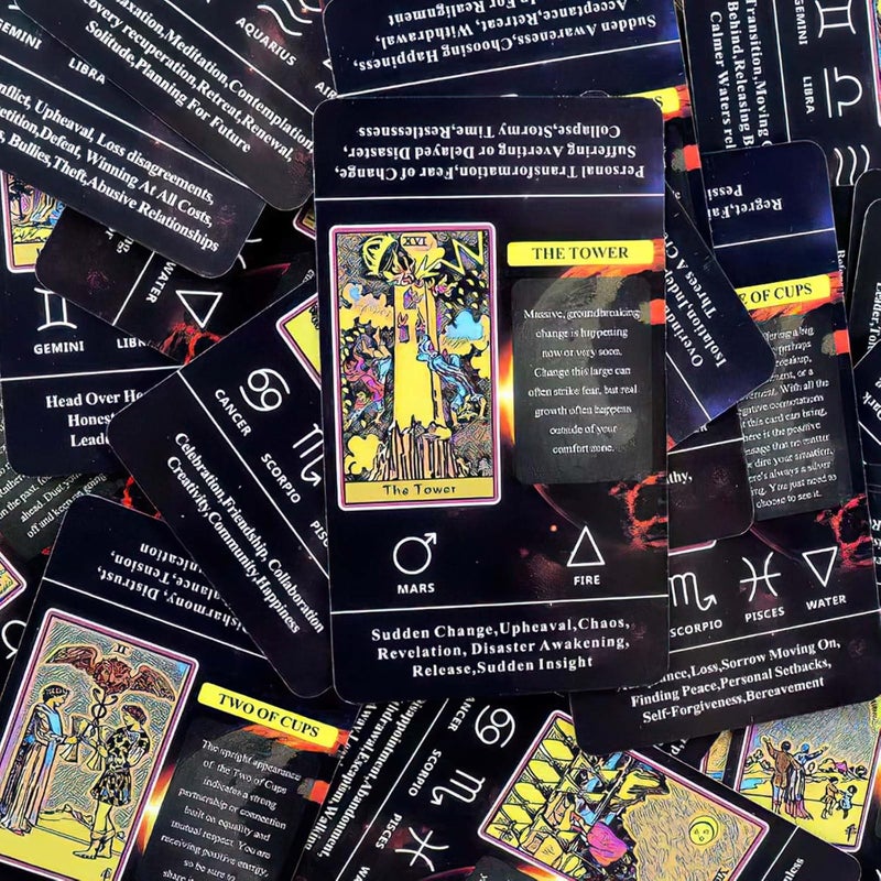 CoolShef 78 قطعة مجموعة بطاقات التاروت الأصلية - بطاقات تاروت كلاسيكية مع معاني للمبتدئين والمحترفين - بطاقات أوراق غامضة للقراءة الروحية، والتنجيم، واكتشاف الذات - Image 4