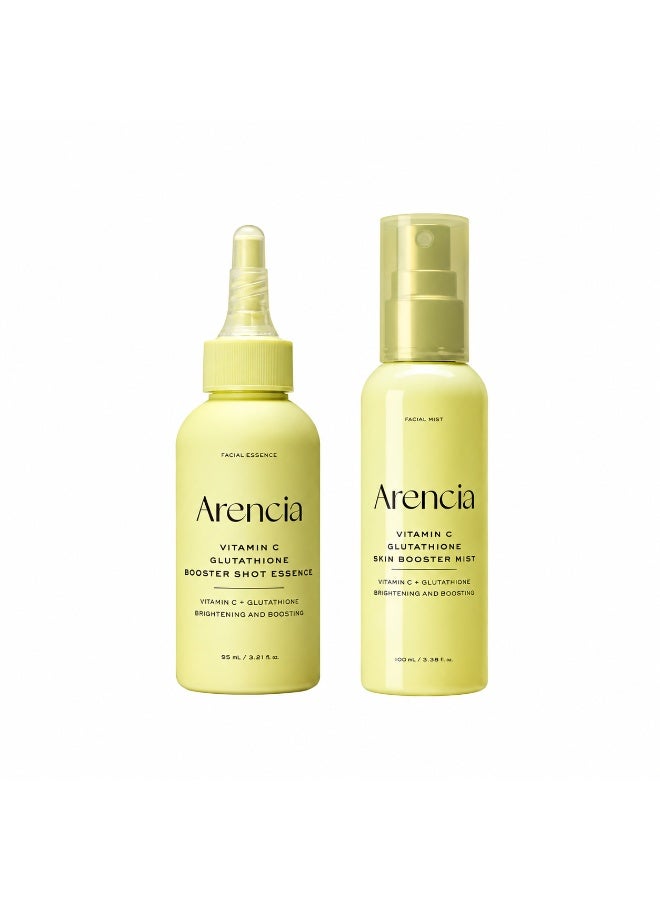 Arencia Vitamin C Glutathione Brightening Skincare Bundle – Booster Shot Essence 95ml + Skin Booster Mist 100ml – Korean Face Care Set for Radiance, Hydration & Even-Looking Skin - Image 1