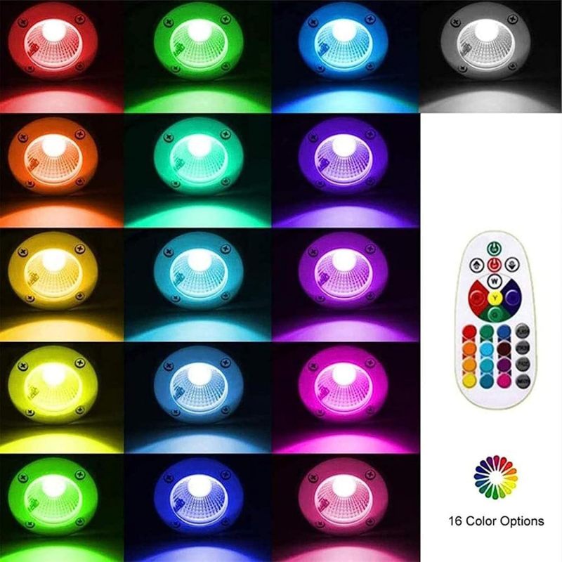 2 قطعة من أضواء LED خارجية قابلة للتثبيت، وجهاز تحكم عن بعد لاسلكي، كشاف حديقة، أضواء RGB خارجية مثبتة في الأرضية 12 فولت/24 فولت، كشاف حديقة ملون للفناء، حديقة، كشاف LED (6 واط - 12 فولت) - Image 2