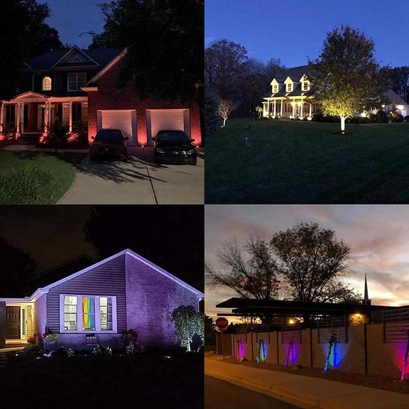 2 قطعة من أضواء LED خارجية قابلة للتثبيت، وجهاز تحكم عن بعد لاسلكي، كشاف حديقة، أضواء RGB خارجية مثبتة في الأرضية 12 فولت/24 فولت، كشاف حديقة ملون للفناء، حديقة، كشاف LED (6 واط - 12 فولت) - Image 4