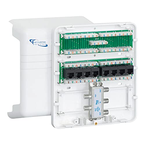 ICC Compact Plastic Structured Media Enclosure, Small Media Enclosure Box with CAT5e 8-Port PoE++, 1x8 Bridged Telephone, & 1x4 Video, 7.5 x 6.5 x 3.5 Inch, UL Listed TAA Compliant, ICRDSMMBK1 - Image 1