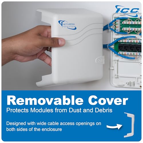 ICC Compact Plastic Structured Media Enclosure, Small Media Enclosure Box with CAT5e 8-Port PoE++, 1x8 Bridged Telephone, & 1x4 Video, 7.5 x 6.5 x 3.5 Inch, UL Listed TAA Compliant, ICRDSMMBK1 - Image 5