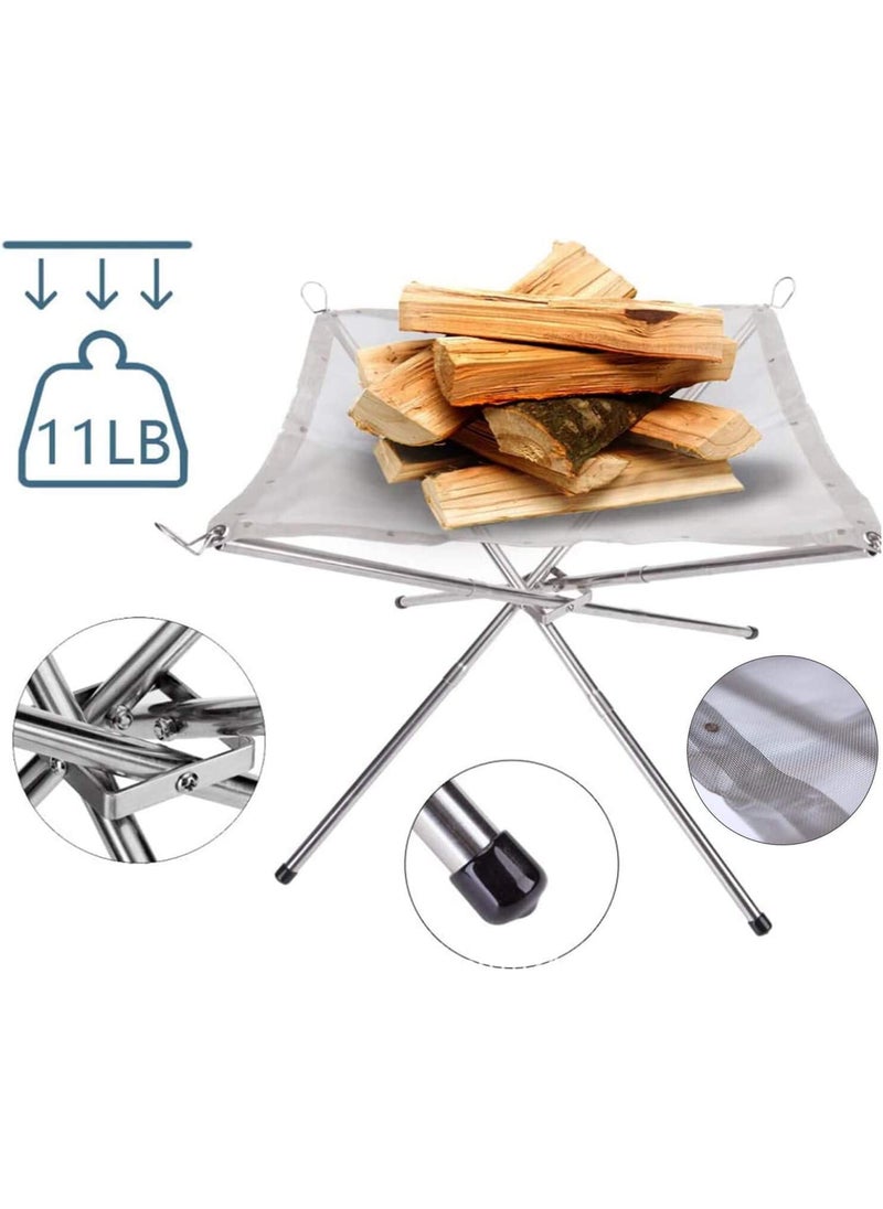 Linist Linist Portable Camping Fire Pit Extra Large 22 Inch Collapsible Stainless Steel Mesh Fire Pit Outdoor Wood Burner Foldable Campfire  - Image 4