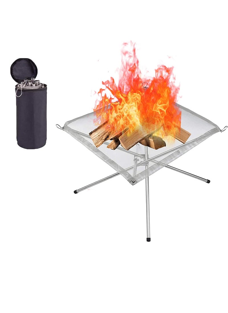 Linist Linist Portable Camping Fire Pit Extra Large 22 Inch Collapsible Stainless Steel Mesh Fire Pit Outdoor Wood Burner Foldable Campfire  - Image 1