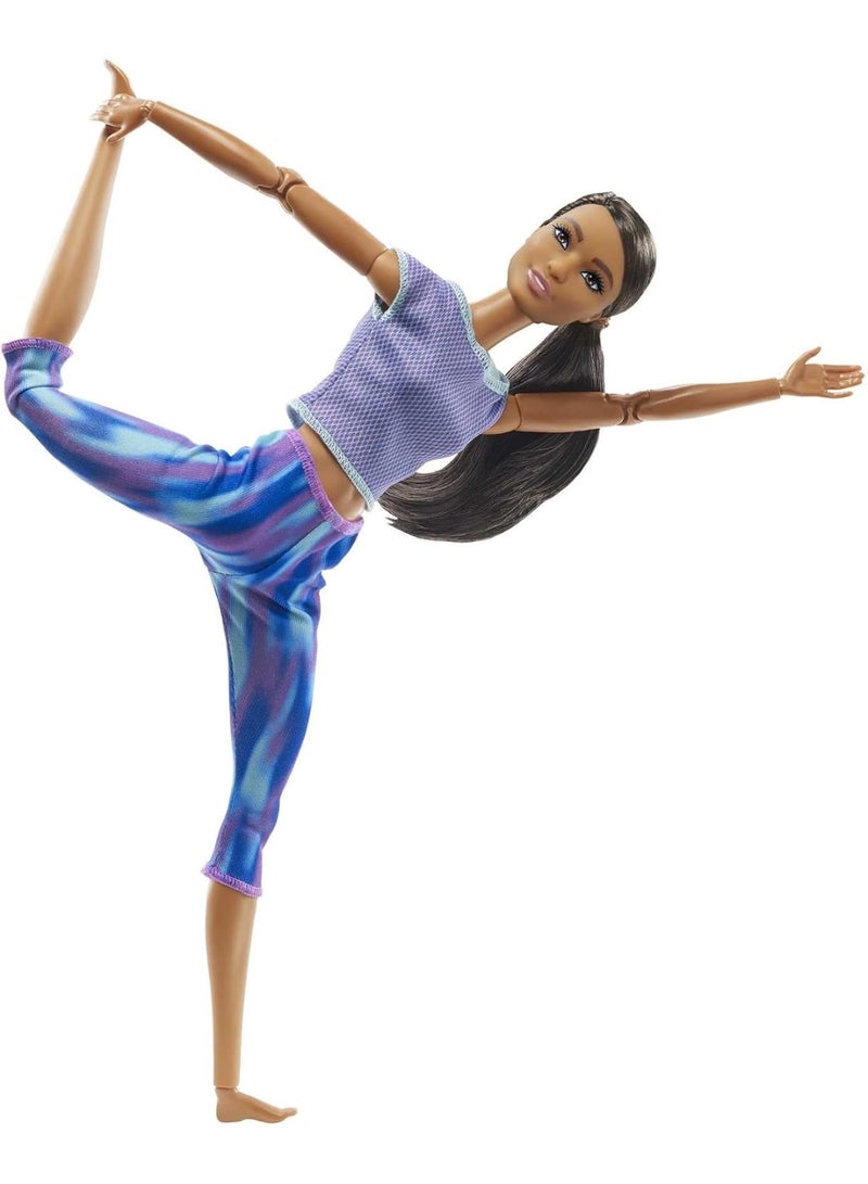 Barbie Barbie Made to Move Doll with 22 Flexible Joints & Curly Brunette Ponytail Wearing Athleisure-wear for Kids 3 to 7 Years Old GXF06 - Image 4