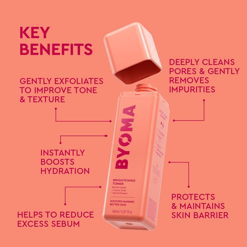 BYOMA Brightening Toner - Gently Exfoliating & Hydrating Facial Treatment with Lipids & Lactic Acid - Alcohol-Free for Barrier Repair - 5.07 Fl. Oz - Image 3