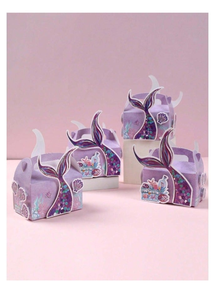 Generic 4 mermaid style gift wrapping bags with a set of adhesive pieces to wrap and decorate special gifts on occasions such as birthday, wedding and celebrations. Sticker included with the package  - Image 2
