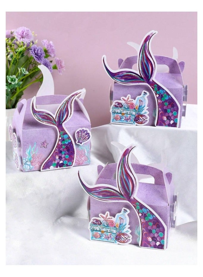 Generic 4 mermaid style gift wrapping bags with a set of adhesive pieces to wrap and decorate special gifts on occasions such as birthday, wedding and celebrations. Sticker included with the package  - Image 3