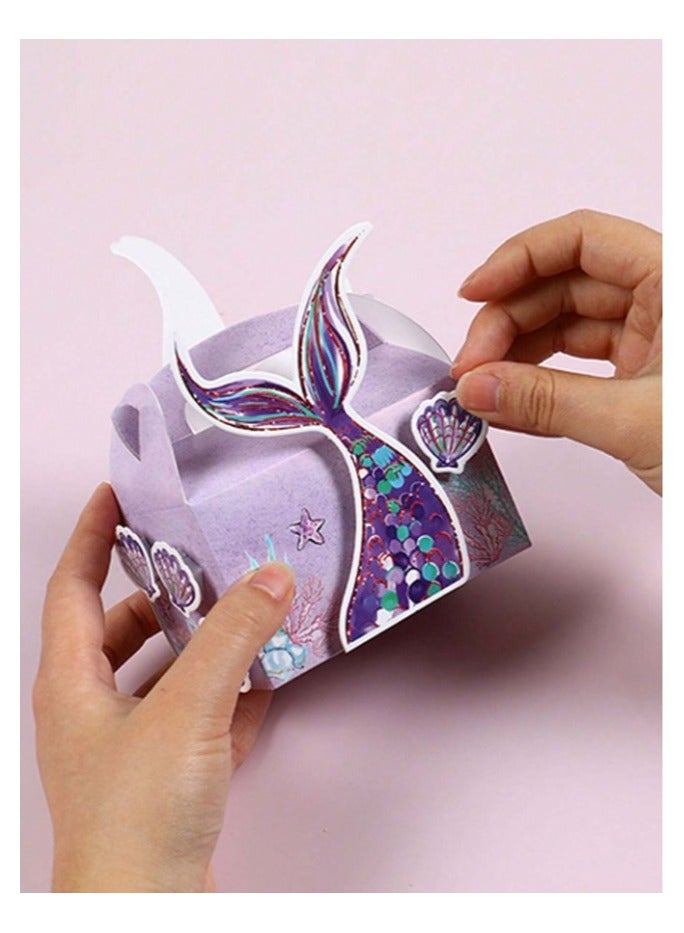 Generic 4 mermaid style gift wrapping bags with a set of adhesive pieces to wrap and decorate special gifts on occasions such as birthday, wedding and celebrations. Sticker included with the package  - Image 5