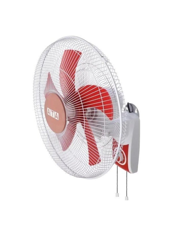 ATA Atta Wall Fan, 16 Inch (40 cm), 5 Plastic Blades, 3 Speeds, Pull Cord Control, White - Model B1605P5