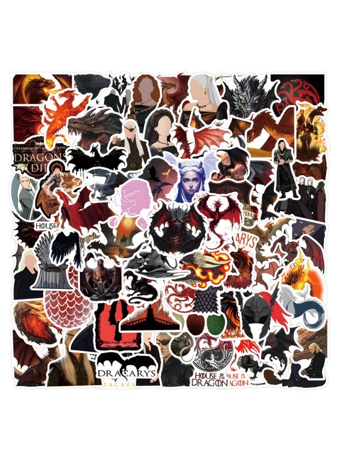 NIBEMINENT 110 Pcs House Of The Dragon Deco Kit Waterproof Stickers, High Definition Printing Bright Colors, Suitable for Laptop Skateboard Luggage Water Bottle Guitar DIY - Image 2