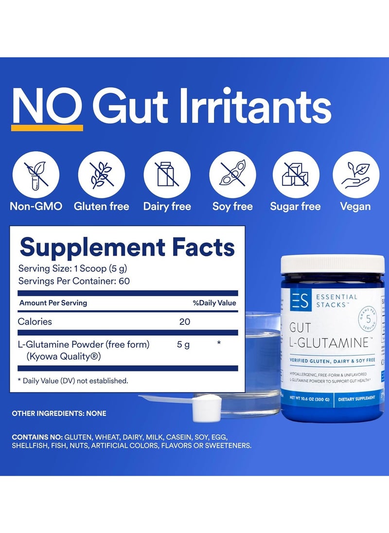 Essential Stacks - Gut L-Glutamine, Gluten, Dairy & Soy Free, 10.6 oz - Image 1