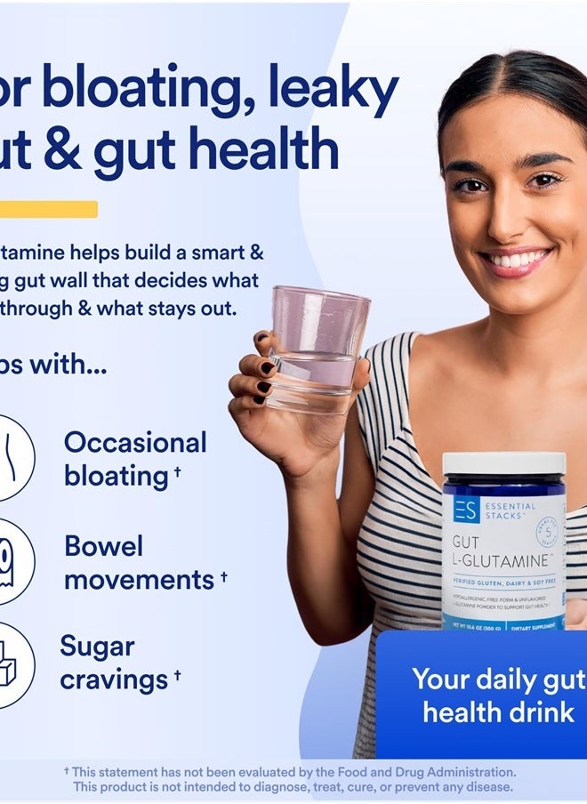 Essential Stacks - Gut L-Glutamine, Gluten, Dairy & Soy Free, 10.6 oz - Image 1