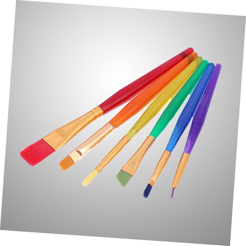 6Pcs Colorful Assorted Artist Paint Brush Set with Premium Bristles for Watercolor Tempera Painting Practice - Image 4