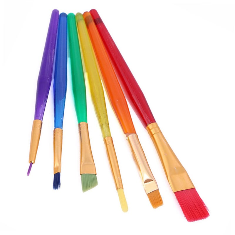 6Pcs Colorful Assorted Artist Paint Brush Set with Premium Bristles for Watercolor Tempera Painting Practice - Image 2