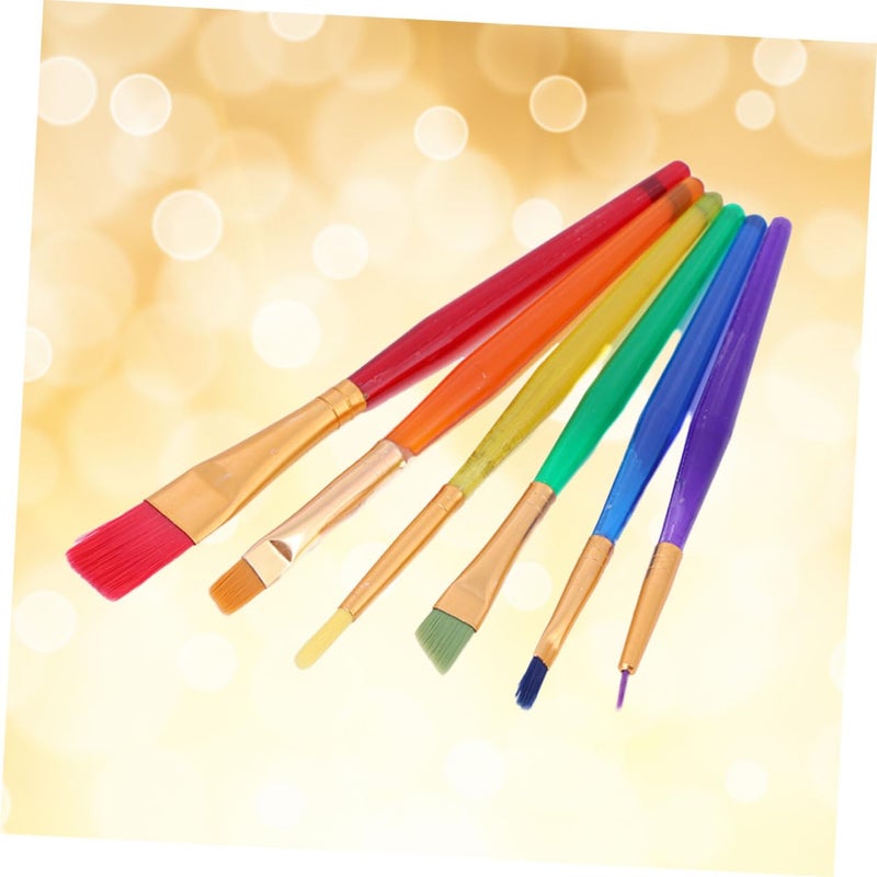 6Pcs Colorful Assorted Artist Paint Brush Set with Premium Bristles for Watercolor Tempera Painting Practice - Image 5