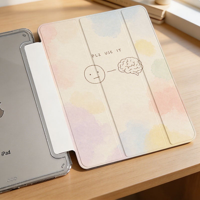 Tablet Case for iPad, Plz Use It Brain Doodle, iPad Clear Case for Mini Air Pro 4 5 6 7 8 9 10 11 12, Suitable for 7.9 8.3 9.7 10.2 10.5 10.9 11 12.9 13 inch Lightweight Clear Protective with Stand - Image 3
