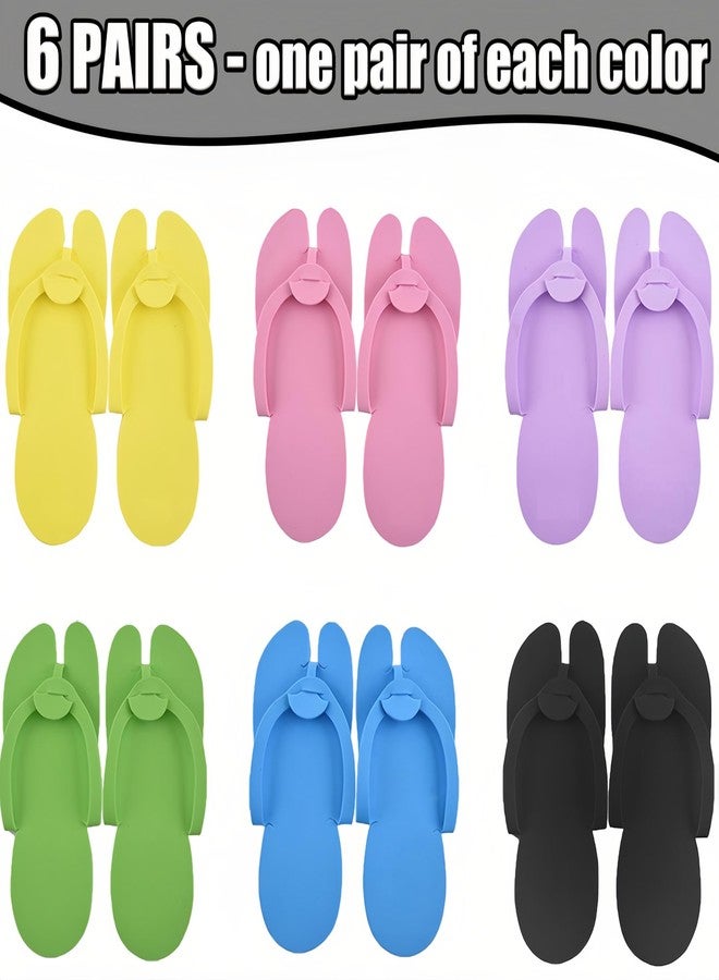 LYARCHTE 6 Pairs Disposable Foam Pedicure Slippers, Multi Color Bulk Pack for Nail Salons Guests and Spas - Image 3