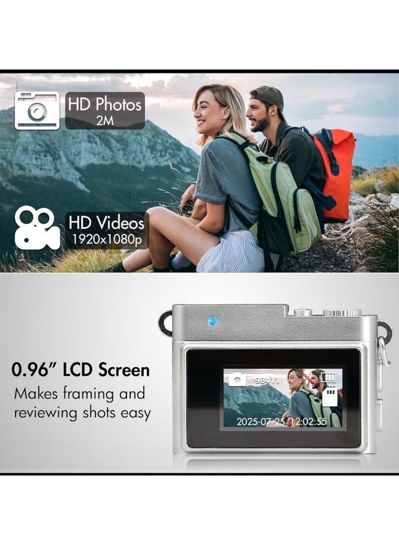 PlayX Mini Digital Camera, 2MP 1920x1080P HD Video, 0.96" LCD Screen, 32GB Memory Card, Brown Leather Design - Image 5