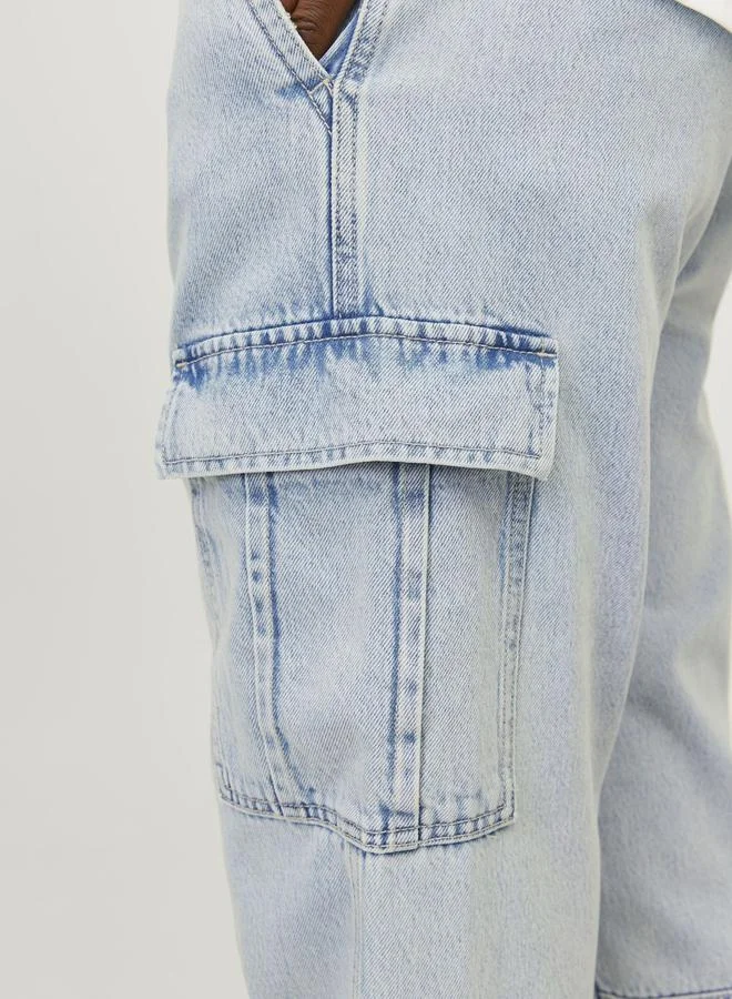 JACK & JONES High Rise Loose Fit Cargo Jeans
