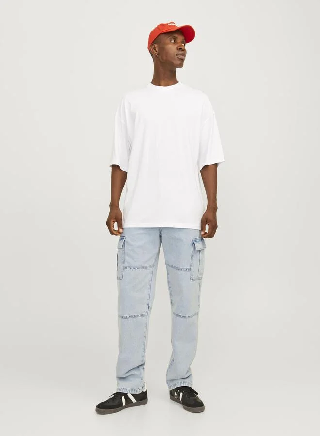 JACK & JONES High Rise Loose Fit Cargo Jeans