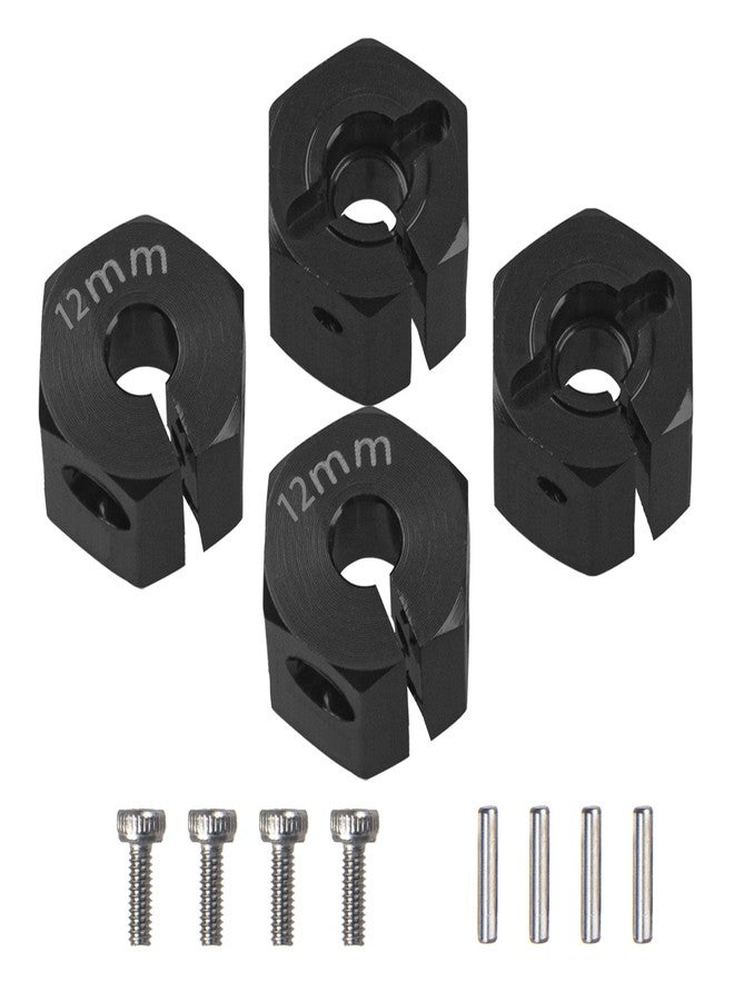 Vgoohobby Aluminum Alloy 12mm Wheel Hex Hub Drive Adapters with Pins Screws Compatible with Axial SCX10 HSP HPI Tamiya Redcat 1/10 RC Crawler Car (12mm, Black) - Image 1