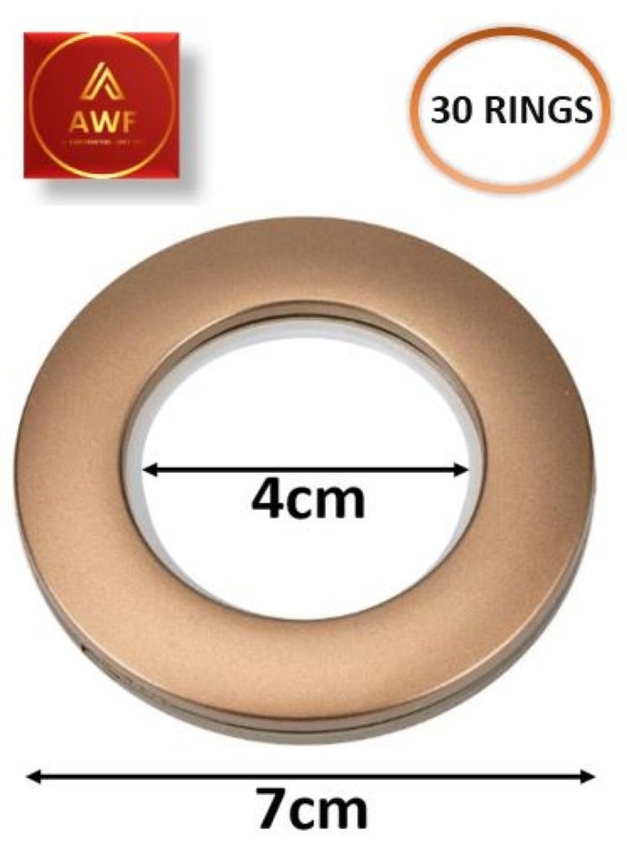 AL WADI FURNITURE AWF Al Wadi Furniture Pack of 30 Rose Gold Curtain Grommets Round Plastic Curtain Eyelet Rings with nano-scale silencer ring, DIY Rings for Window Curtain, Shower Curtain, Locker Room Door Curtain  - Image 2
