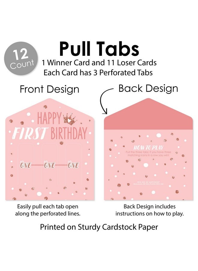 Big Dot of Happiness Big Dot of Happiness 1st Birthday Little Miss Onederful - Girl First Birthday Party Game Pickle Cards - Pull Tabs 3-in-a-Row - Set of 12  - Image 4