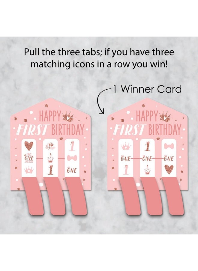 Big Dot of Happiness Big Dot of Happiness 1st Birthday Little Miss Onederful - Girl First Birthday Party Game Pickle Cards - Pull Tabs 3-in-a-Row - Set of 12  - Image 3