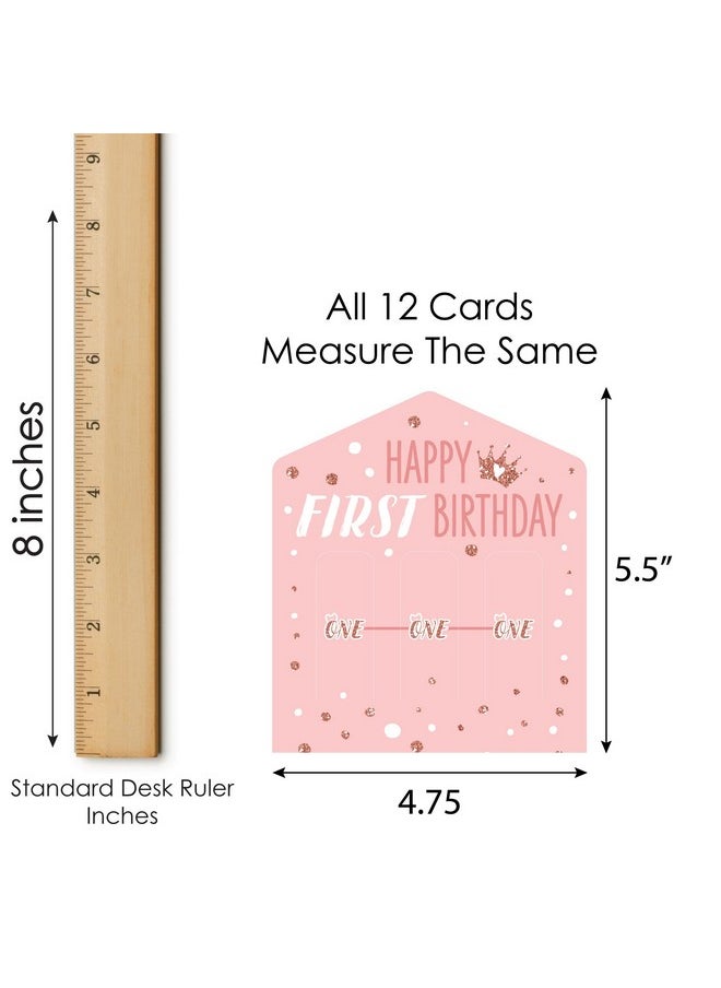 Big Dot of Happiness Big Dot of Happiness 1st Birthday Little Miss Onederful - Girl First Birthday Party Game Pickle Cards - Pull Tabs 3-in-a-Row - Set of 12  - Image 5