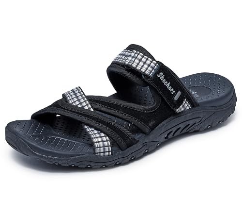 SKECHERS أحذية سكيشرز النسائية REGGAE - COLOR-FULL، شريحة ويب قابلة للتعديل بألوان زاهية، أسود، 5M - Image 1