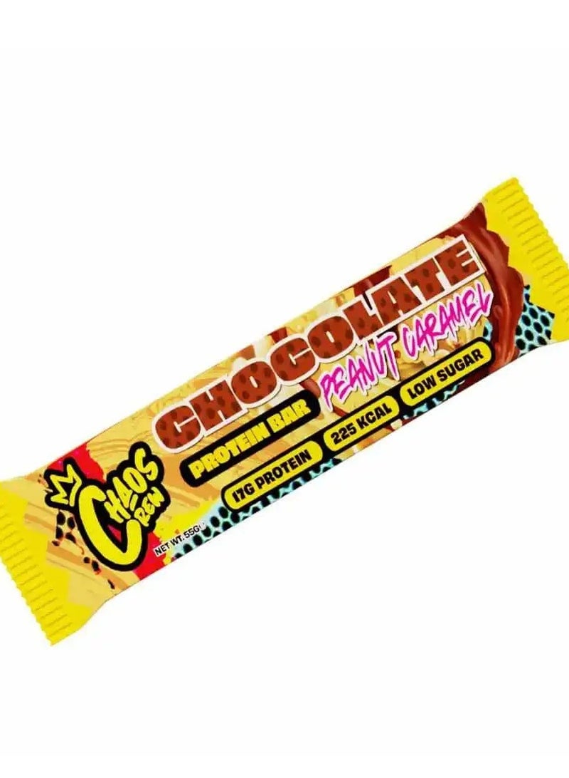 CHAOS CREW, PROTEIN BAR, CHOCOLATE PEANUT CARAMEL,55G PACK OF 12 - Image 2