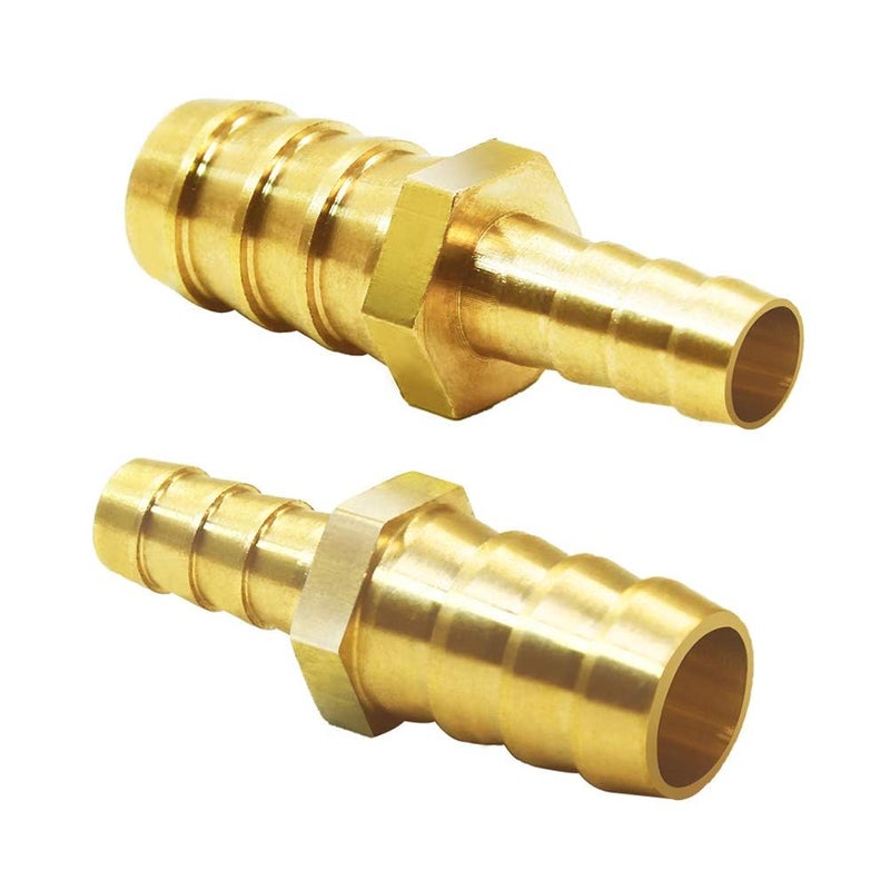 Joywayus 3/8 "" To 1/2 "" Barb Fitting Reducer Hose Barb Splicer Hex Union Brass Fitting Water/Fuel/Air (Pack Of 5) - Image 1