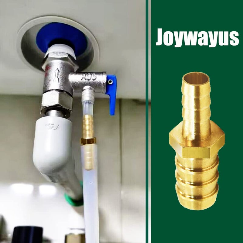 Joywayus 3/8 "" To 1/2 "" Barb Fitting Reducer Hose Barb Splicer Hex Union Brass Fitting Water/Fuel/Air (Pack Of 5) - Image 4