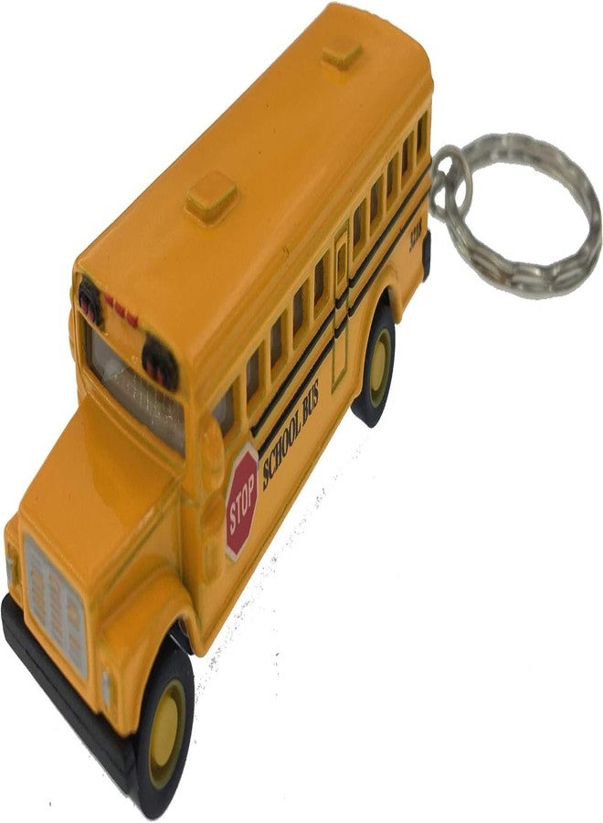 KiNSFUN Classic Mini School Bus 2.5 Inches Die Cast Metal Model Key Chain Box of 12 - Image 4