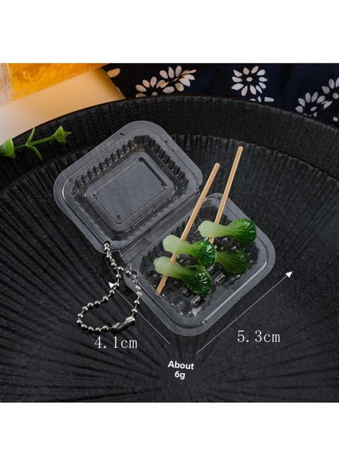 PVC Simulation Mini Alms Bowl Chicken String Incense Food Play Toy Miniature Barbecue String Key Chain Lunch Box Pendant-Color:Shanghai Green Bobo Chicken-Specifications:As Shown In The Picture