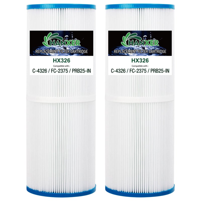 HANXER C4326 Spa Filter Cartridge Replaces for PRB25IN 413106 Filbur FC2375 R173429 3005845 172327 100586 33521 25392 8172500 42513 25 SqFt Hot Tub Filter 2 Pack