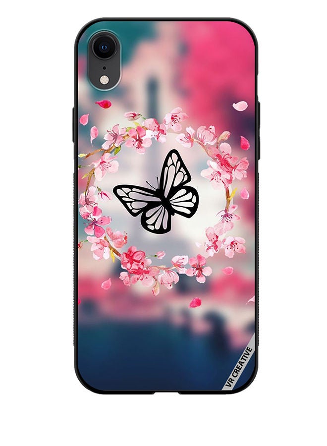 Protective Case Cover For Apple iPhone XR Butterfly in Flower Ring Design Multicolour