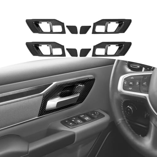 JOSHELA for RAM Inner Door Handle Cover Trim Bowl Fit for Dodge RAM 2018Present Black Carbon Fiber Interior Accessories 4pcs - Image 1