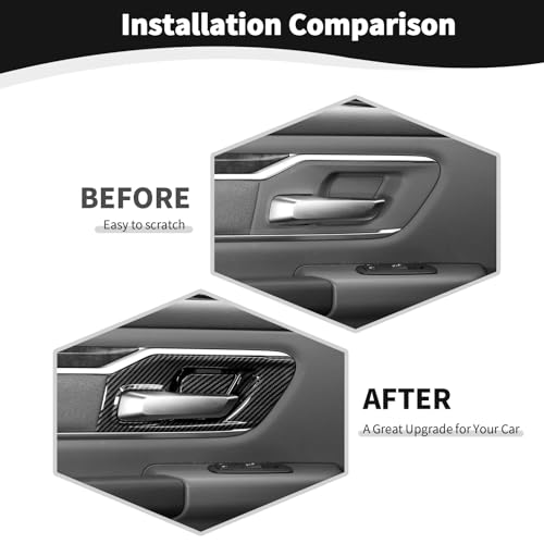 JOSHELA for RAM Inner Door Handle Cover Trim Bowl Fit for Dodge RAM 2018Present Black Carbon Fiber Interior Accessories 4pcs - Image 3