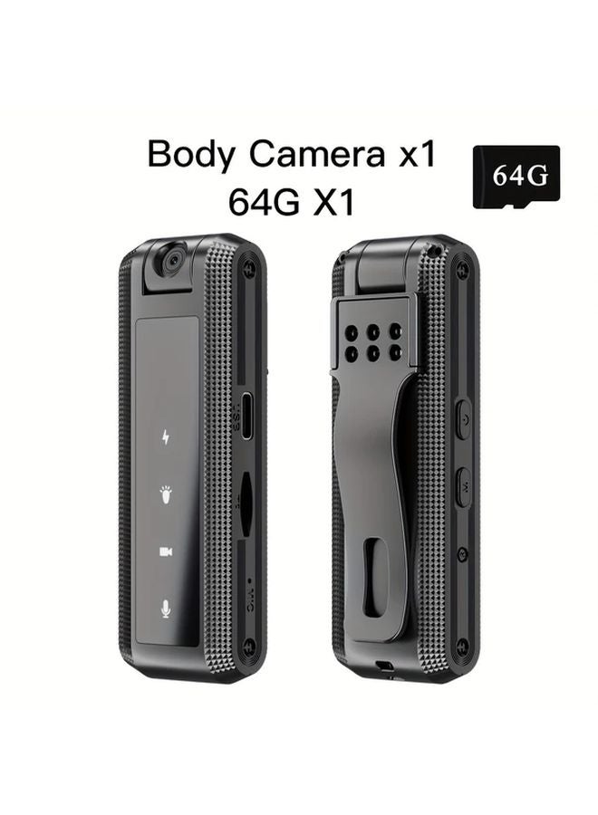 Black Wearable Mini Digital Camera 64G TF Card Night Vision Portable Video Audio Recording - Image 1