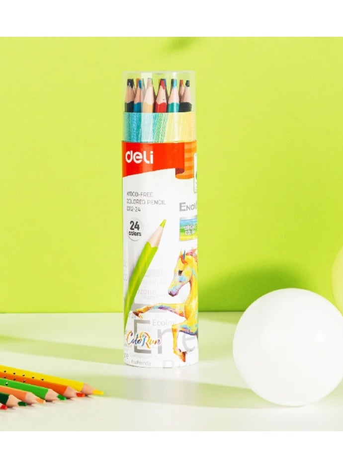 Deli colored pencils, Plastic, in a Cylinder Box, 24 Colors - Image 1