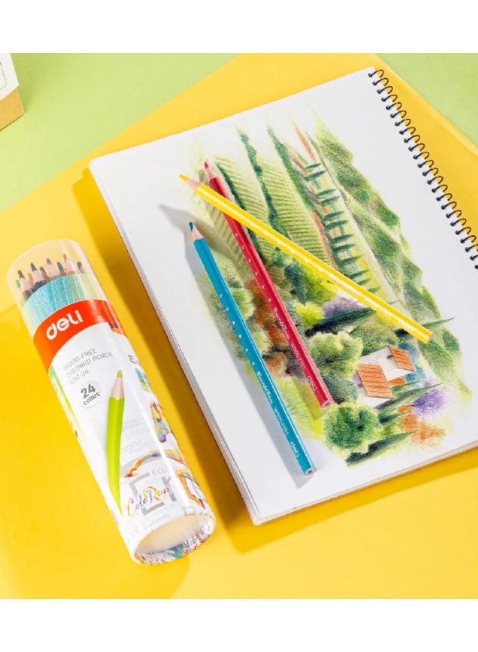 Deli colored pencils, Plastic, in a Cylinder Box, 24 Colors - Image 2