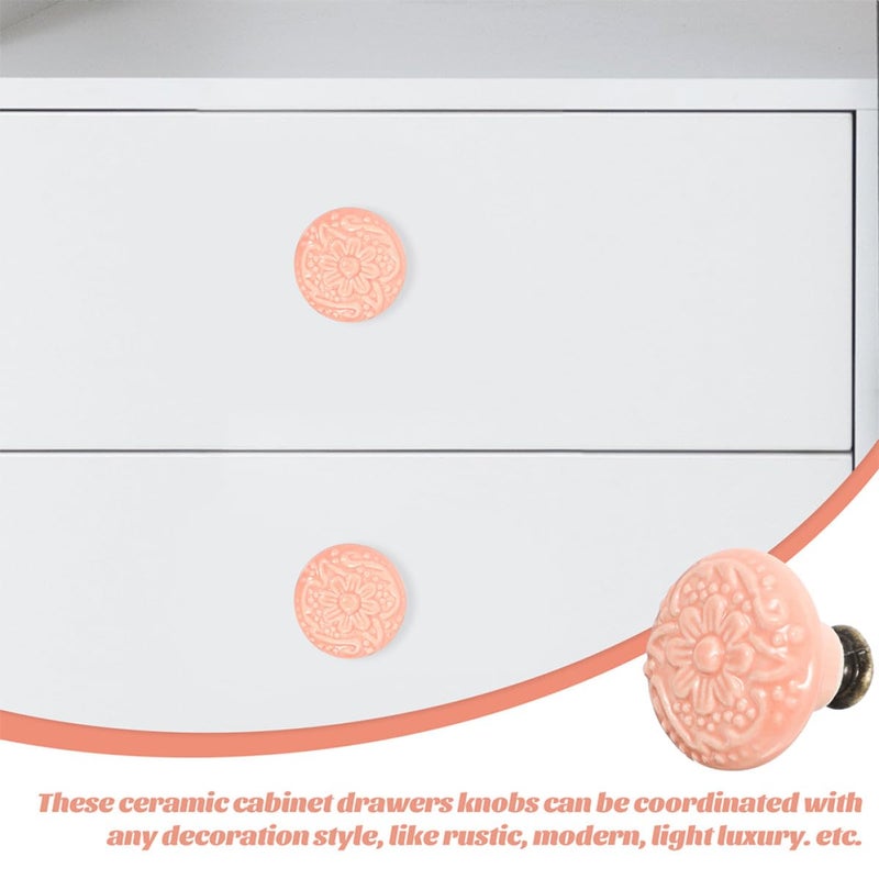 Vintage Pink Ceramic Cabinet Knobs 10pcs Kitchen Cupboard Drawer Pulls Furniture Handles - Image 4
