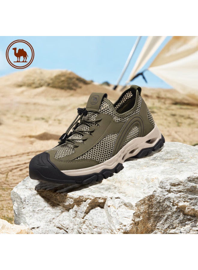 CAMELJEANS Camel Men's Outdoor Soft Bulletproof Hiking Shoes With Mesh Breathable Casual Shoes P14m379003 Army Green Size 44 - Image 1