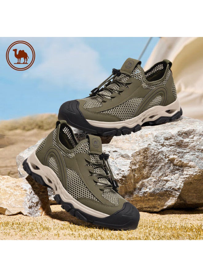 CAMELJEANS Camel Men's Outdoor Soft Bulletproof Hiking Shoes With Mesh Breathable Casual Shoes P14m379003 Army Green Size 44 - Image 2