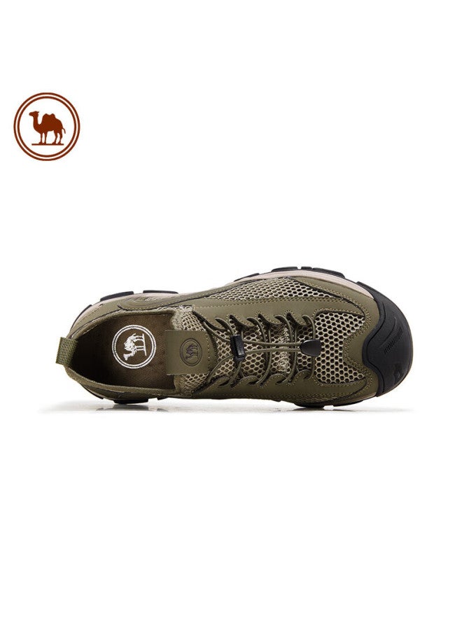 CAMELJEANS Camel Men's Outdoor Soft Bulletproof Hiking Shoes With Mesh Breathable Casual Shoes P14m379003 Army Green Size 44 - Image 4