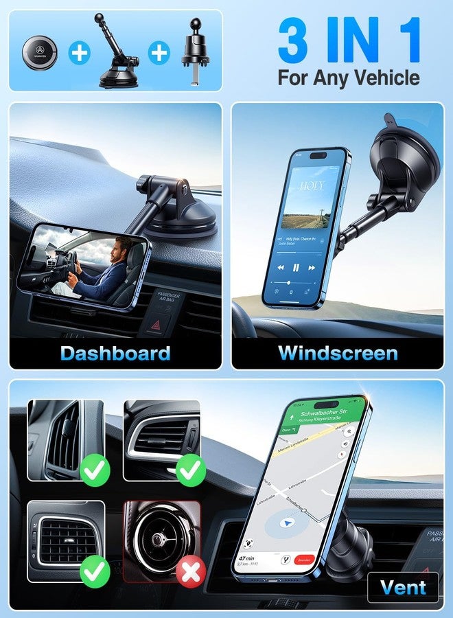 VANMASS 【2025 Military-Grade】VANMASS for MagSafe Car Mount【Upgraded Strongest Magnetic&Suction】Phone Holder Cell Stand for Dashboard Windshield Vent,Tesla Truck Cradle for iPhone 17 Pro Max 16 15 14 13 12 Air - Image 2
