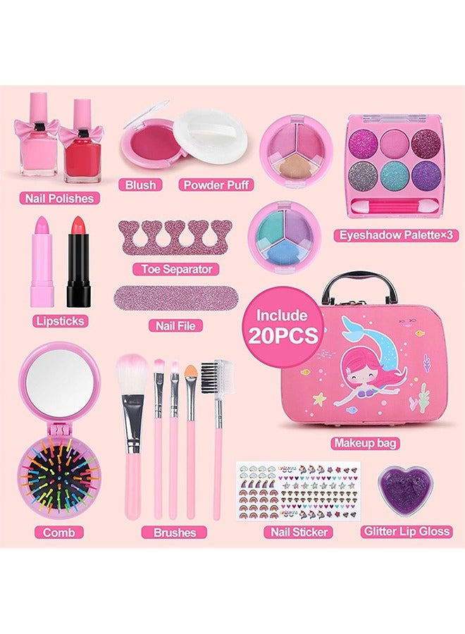 Children's Makeup Box, Girl Makeup Toys, Non-Toxic, Easy To Clean, Princess Cosmetic Set Box, Pink - Image 2